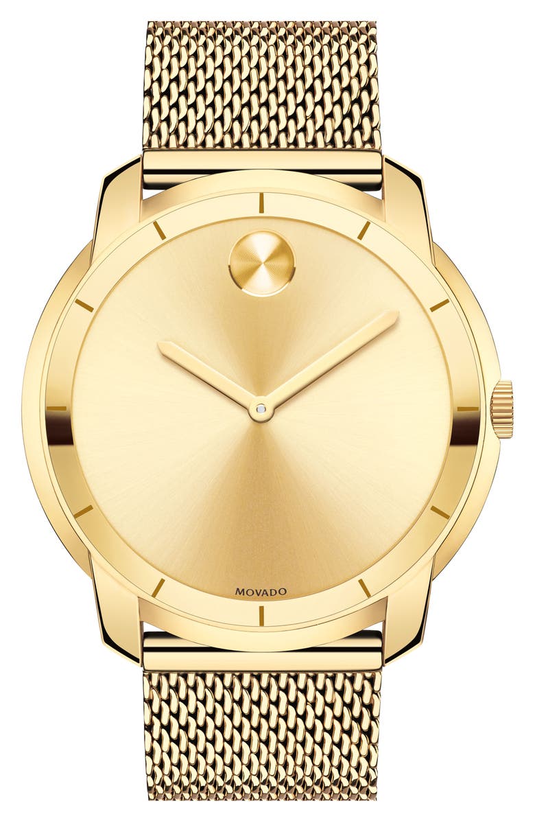 Movado Bold Mesh Bracelet Watch, 44mm, Alternate, color, Gold