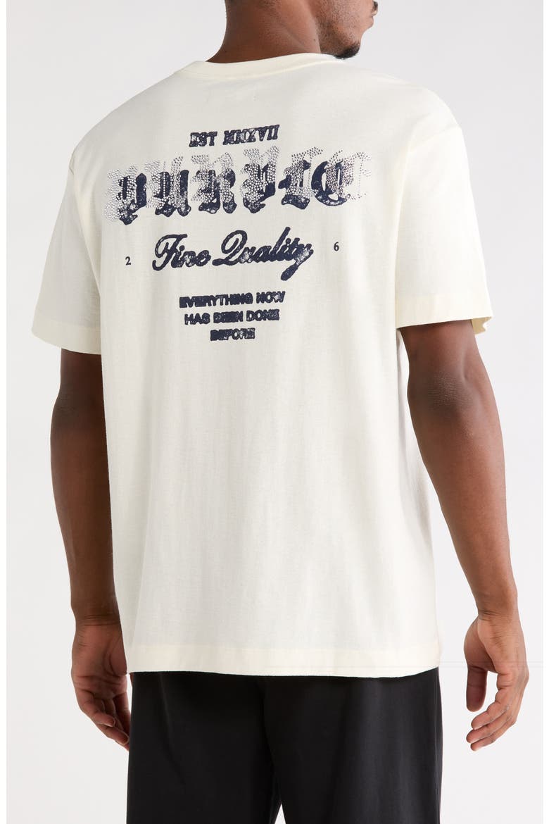 Rhinestone Logo Textured T-Shirt, Alternate, color, OFF WHITE
