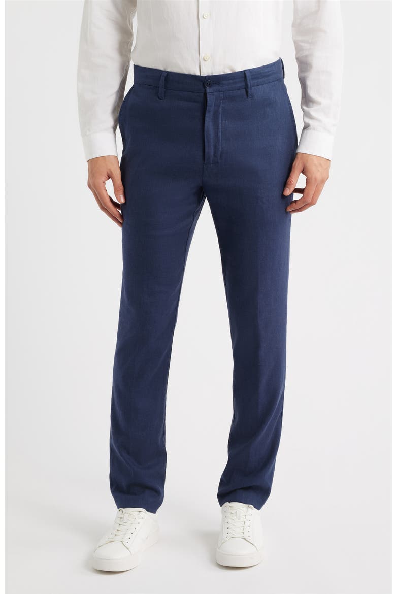 Aerolinen Linen Blend Chinos, Main, color, NAVY