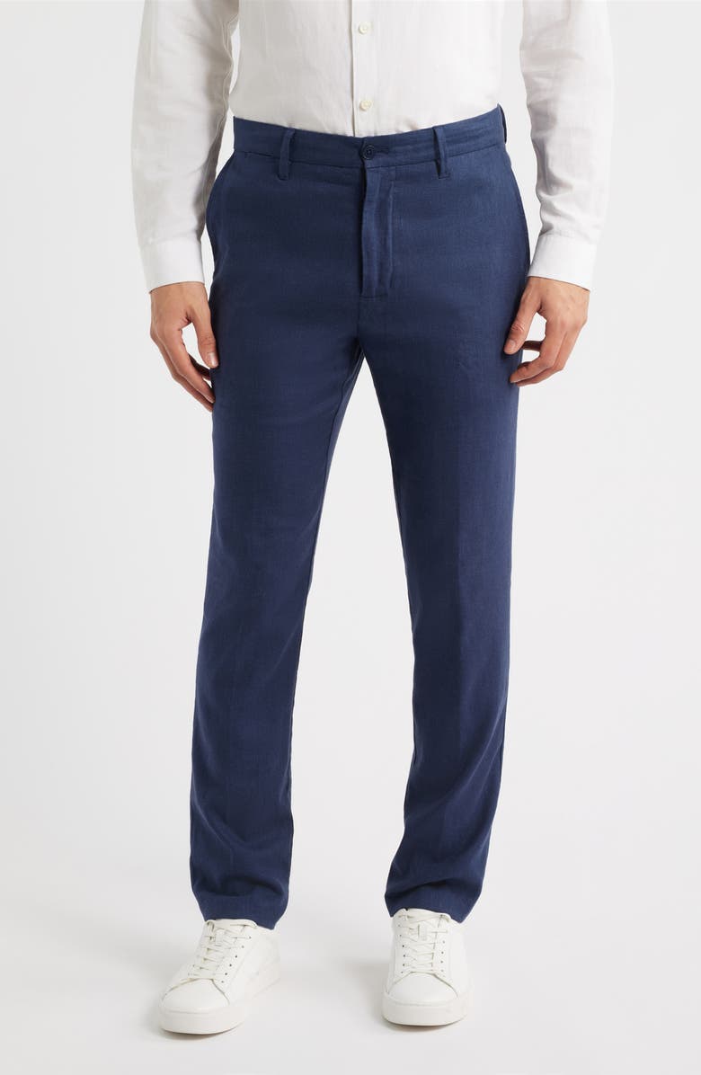 Bugatchi Aerolinen Linen Blend Chinos, Main, color, Navy