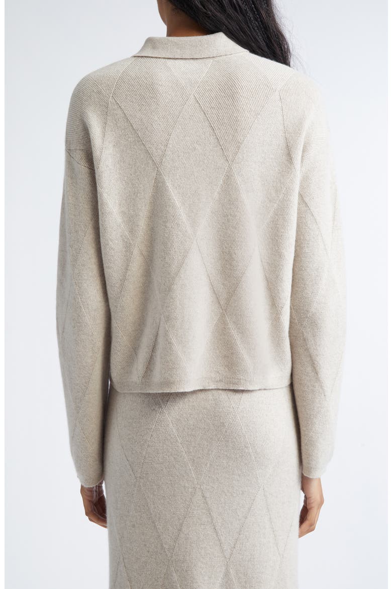 Diamond Stitch Cashmere Cardigan, Alternate, color, BEIGE MELANGE