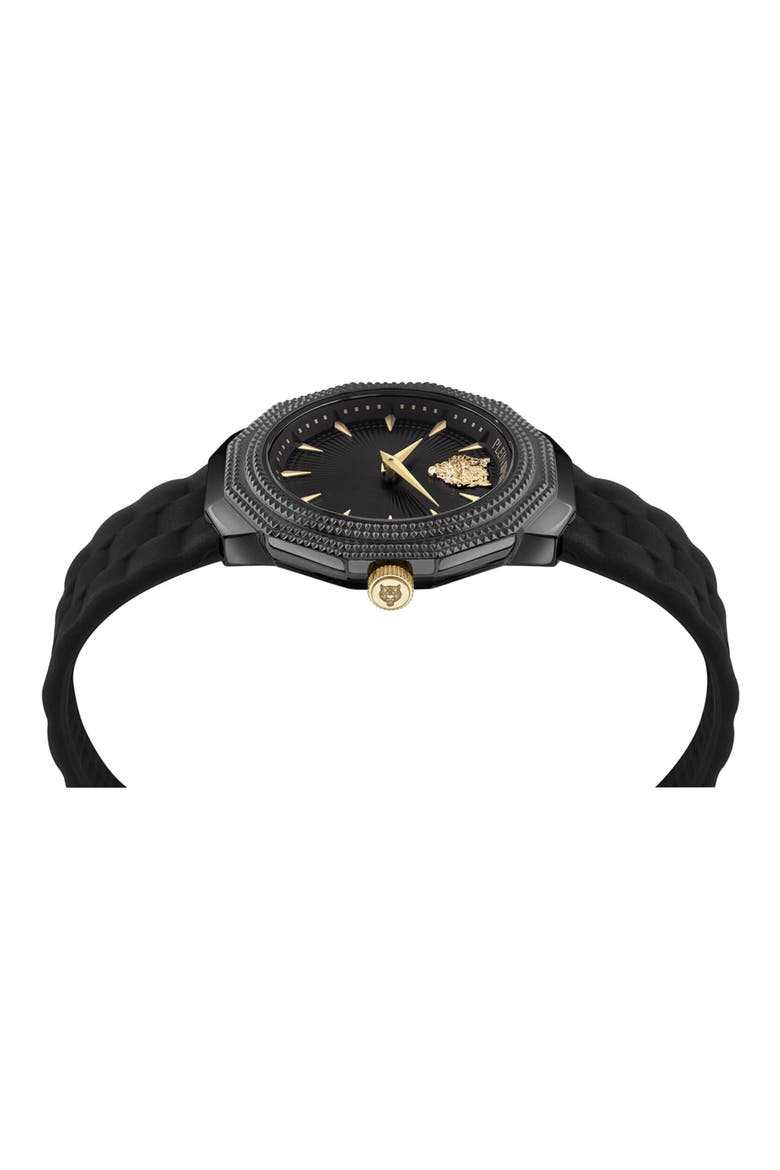 Sport Dynasty Silicone Strap Watch, 37mm, Alternate, color, BLACK