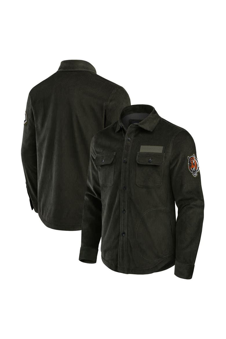 Men's Darius Rucker Collection by Fanatics Dark Green Cincinnati Bengals Corduroy Full-Button Shacket, Main, color, Dark Green