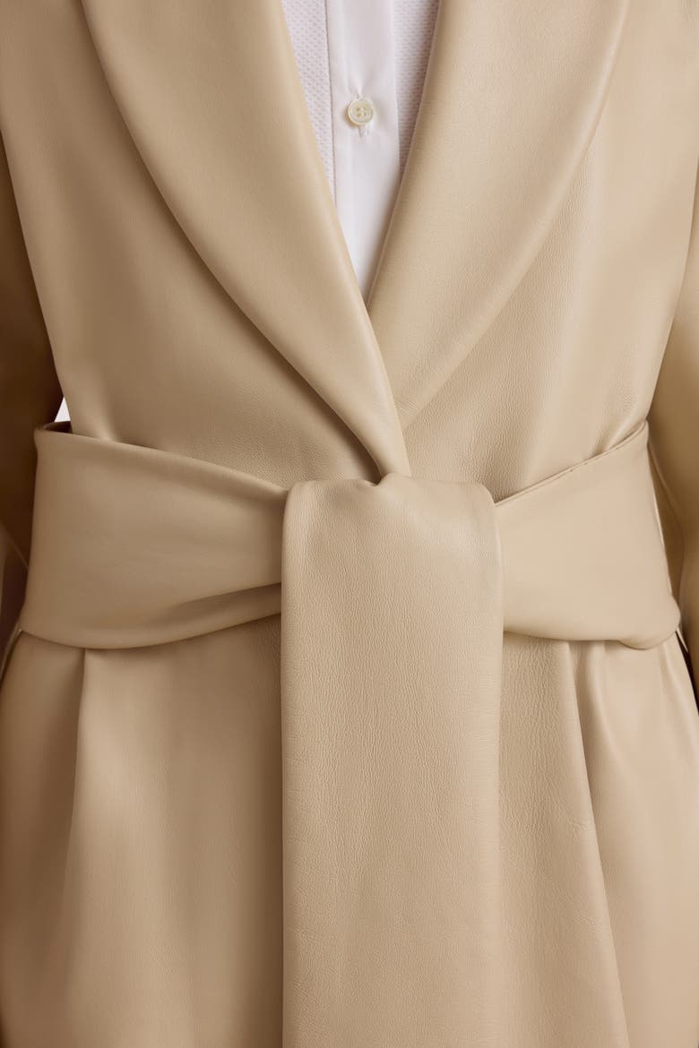 Belted Robe de Chambre Leather Coat, Alternate, color, Fresco