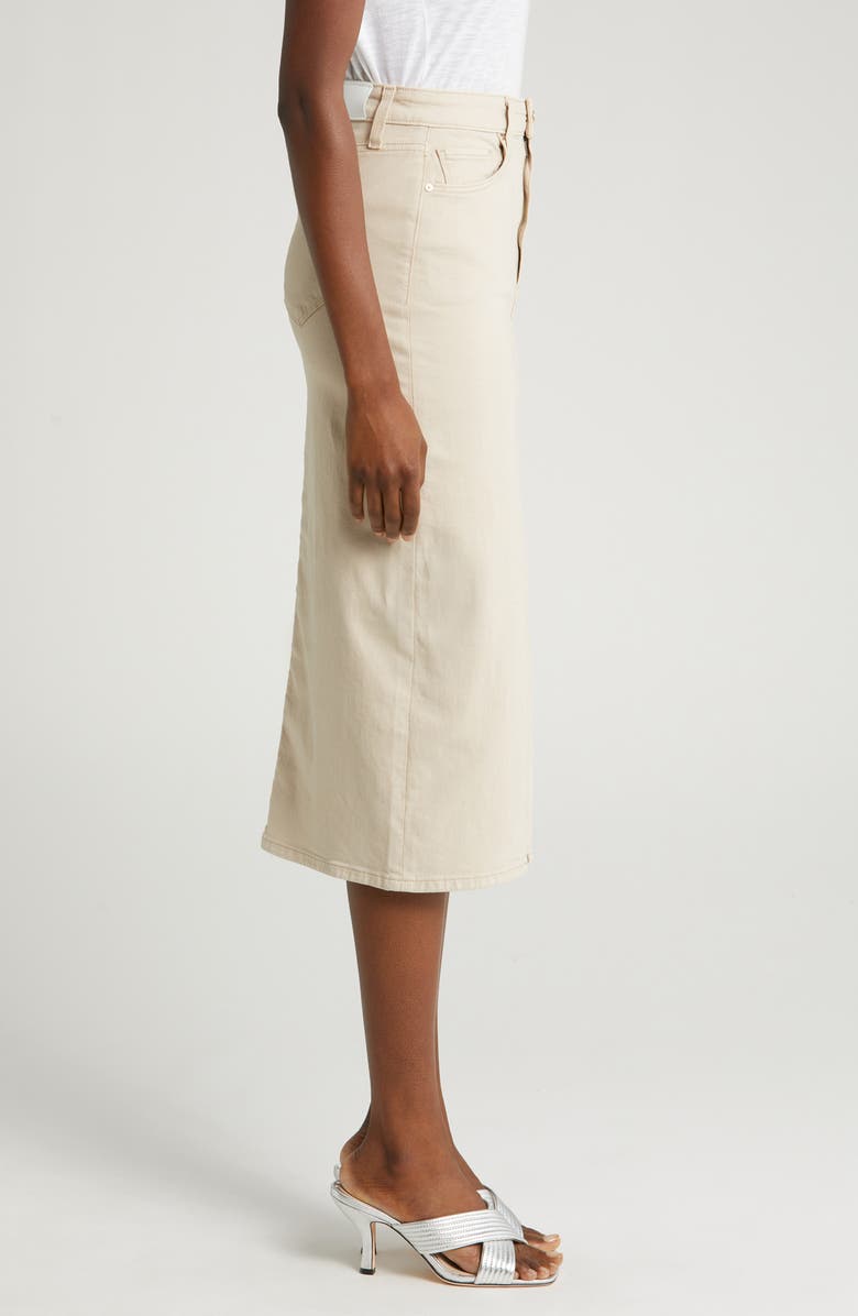 PAIGE Angela Denim Midi Skirt, Alternate, color, Softbeige