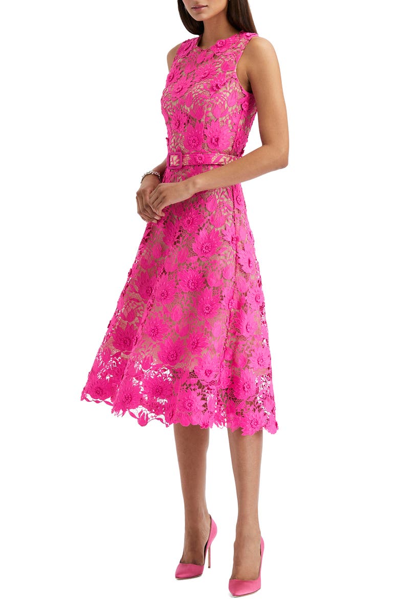 Oscar de la Renta Floral Lace A-Line Dress, Alternate, color,