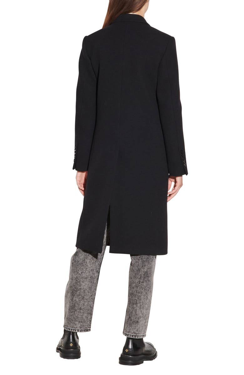 SANDRO Double Breasted Virgin Wool Blend Coat, Alternate, color,