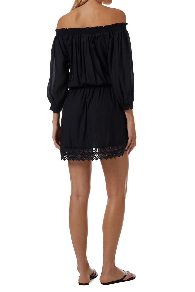 Ivy Off the Shoulder Cover-Up Dress, Alternate, color, BLACK