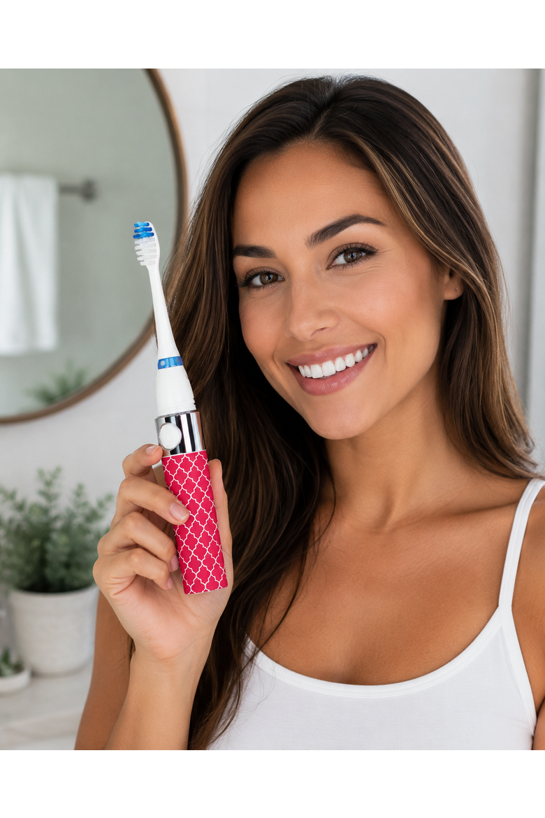 Black & Pink Portable Sonic Toothbrush Set, Alternate, color, Multicolor
