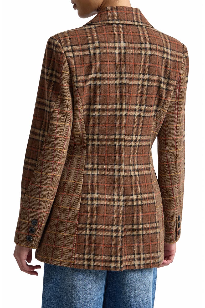 Mixed Plaid Hourglass Jacket, Alternate, color, BROWN CHEVRON PLAID