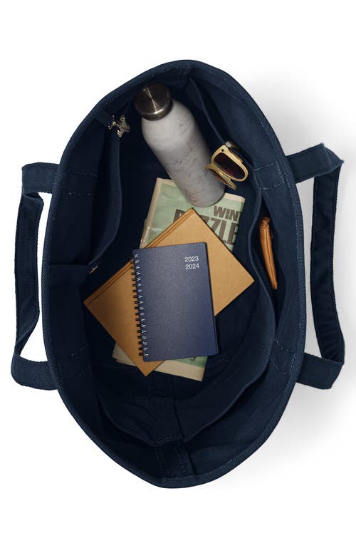 Lands' End Open Top Long Handle Canvas Tote Bag In Radiant Navy