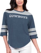STARTER Women's Starter Navy Dallas Cowboys Fullback Tri-Blend 3/4-Sleeve T-Shirt