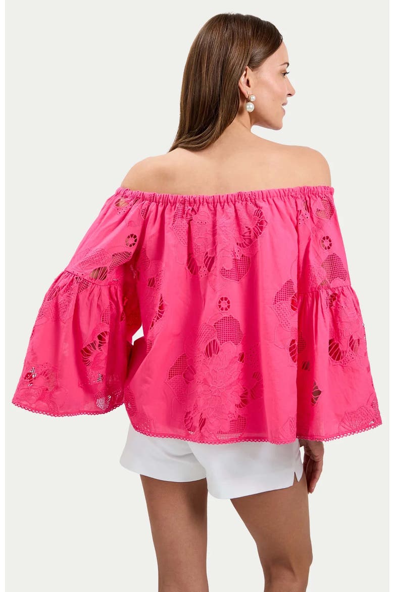 Perry Off-Shoulder Eyelet Cotton Top, Alternate, color, Magenta Milano