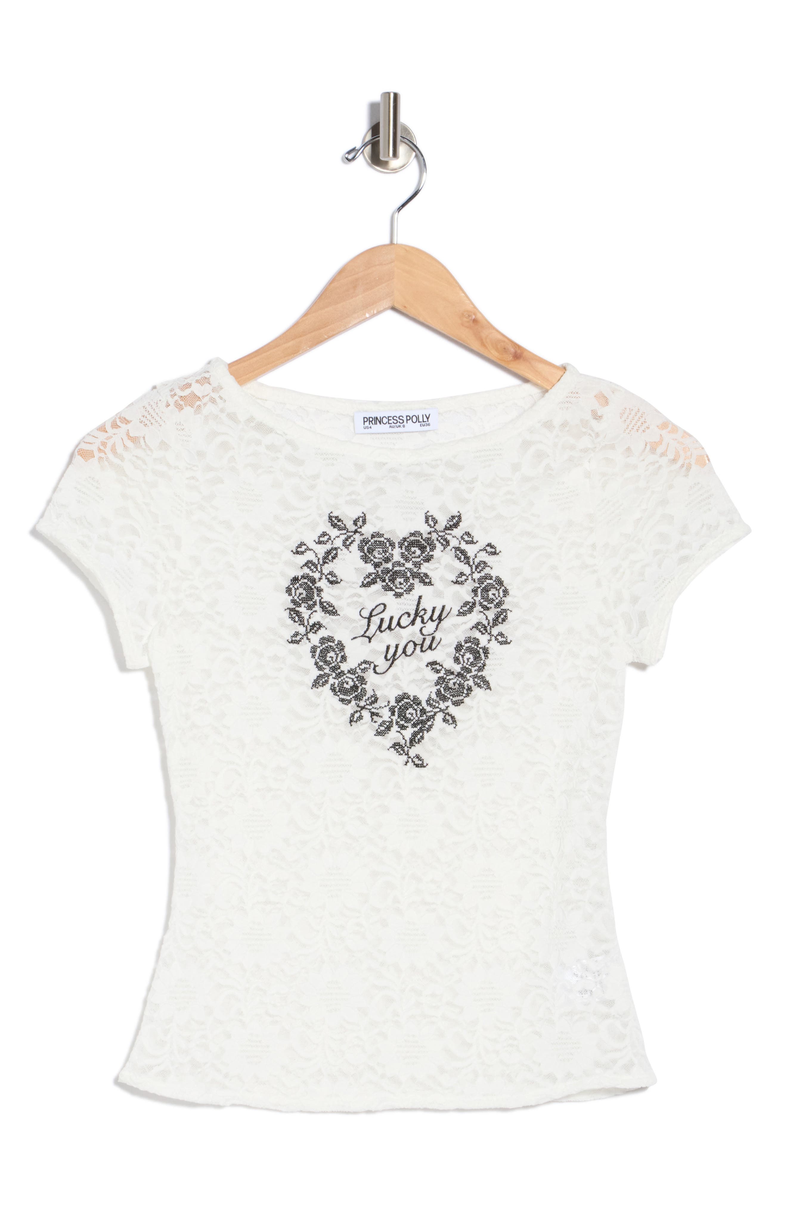 Lucky You Graphic Lace Top