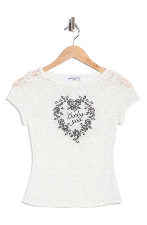 Lucky You Graphic Lace Top