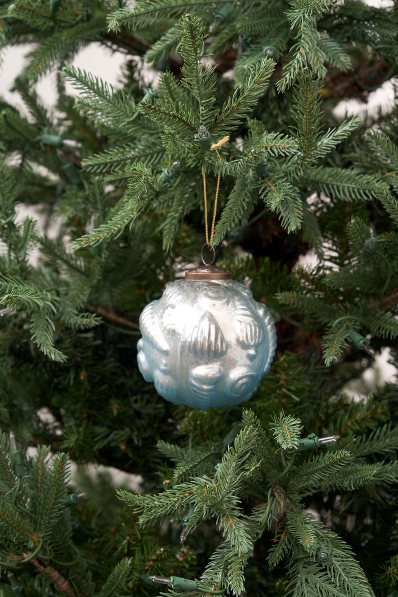 Blue Shells Glass Christmas Tree Ornament, Alternate, color, Blue