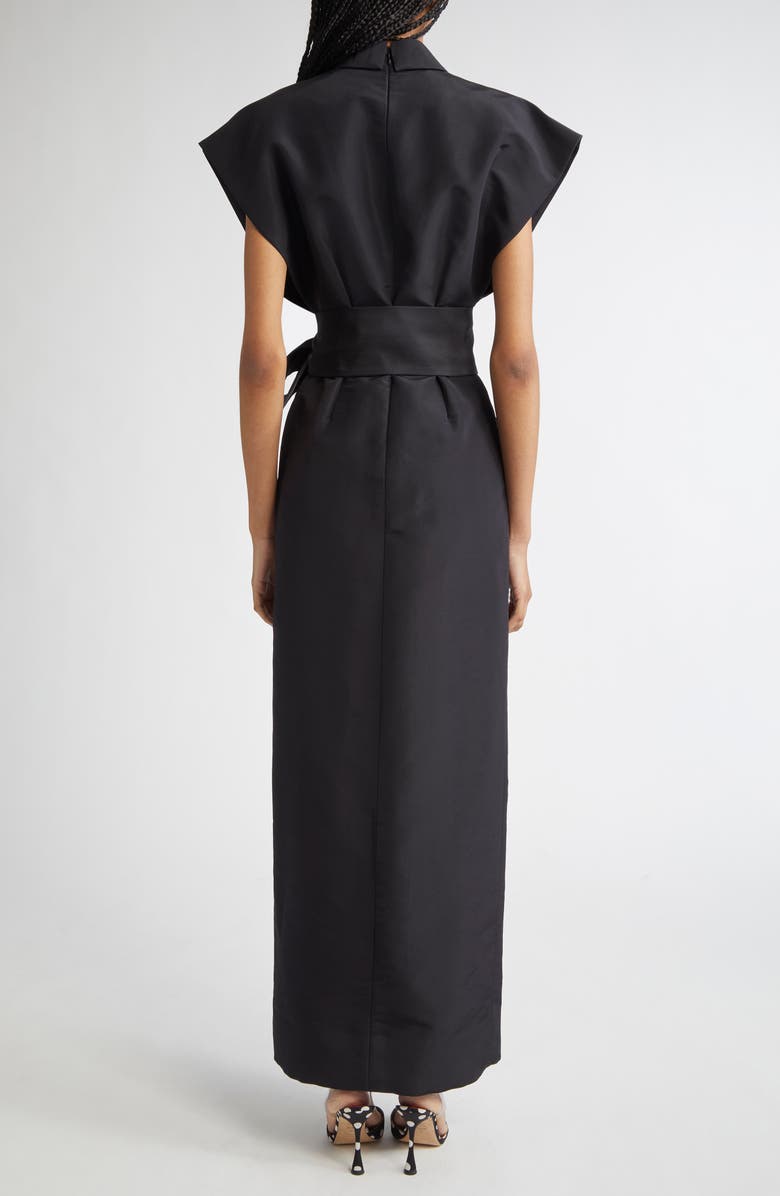 Carolina Herrera Cap Sleeve Silk Faille Column Trench Dress, Alternate, color, 