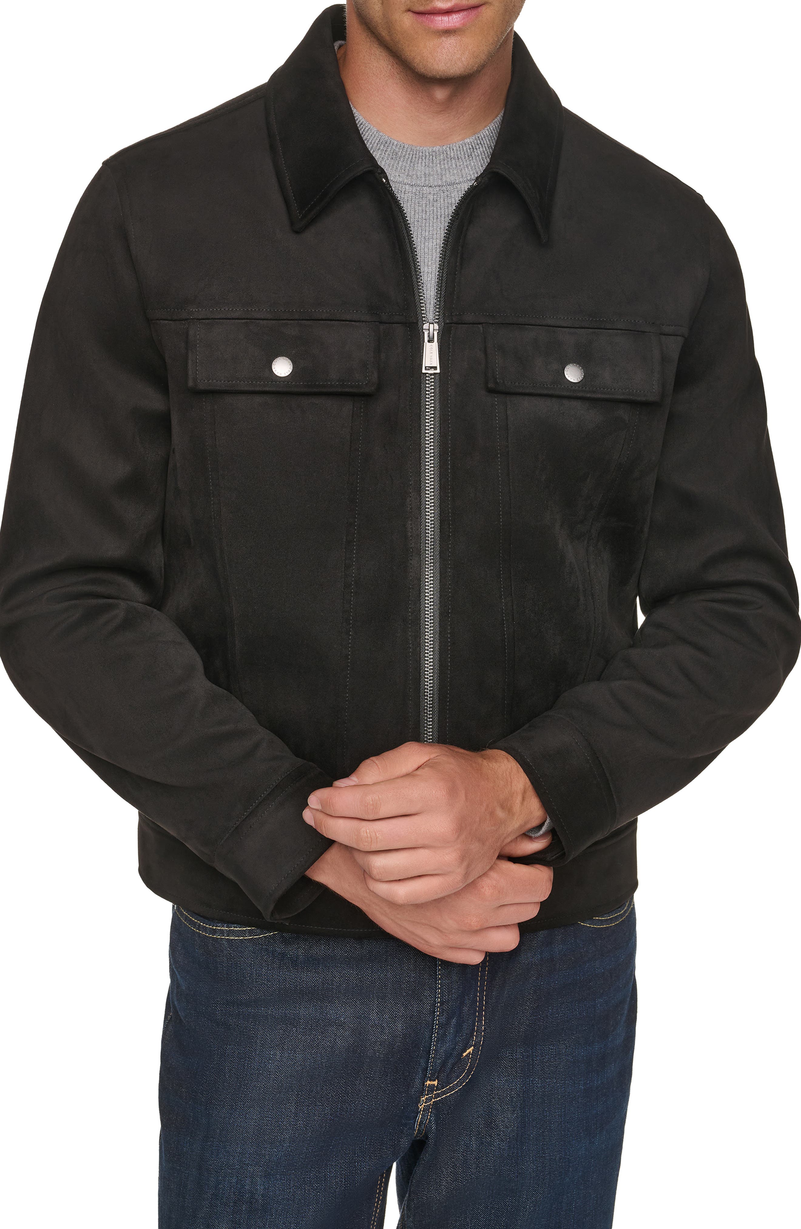 Faux Suede Trucker Jacket
