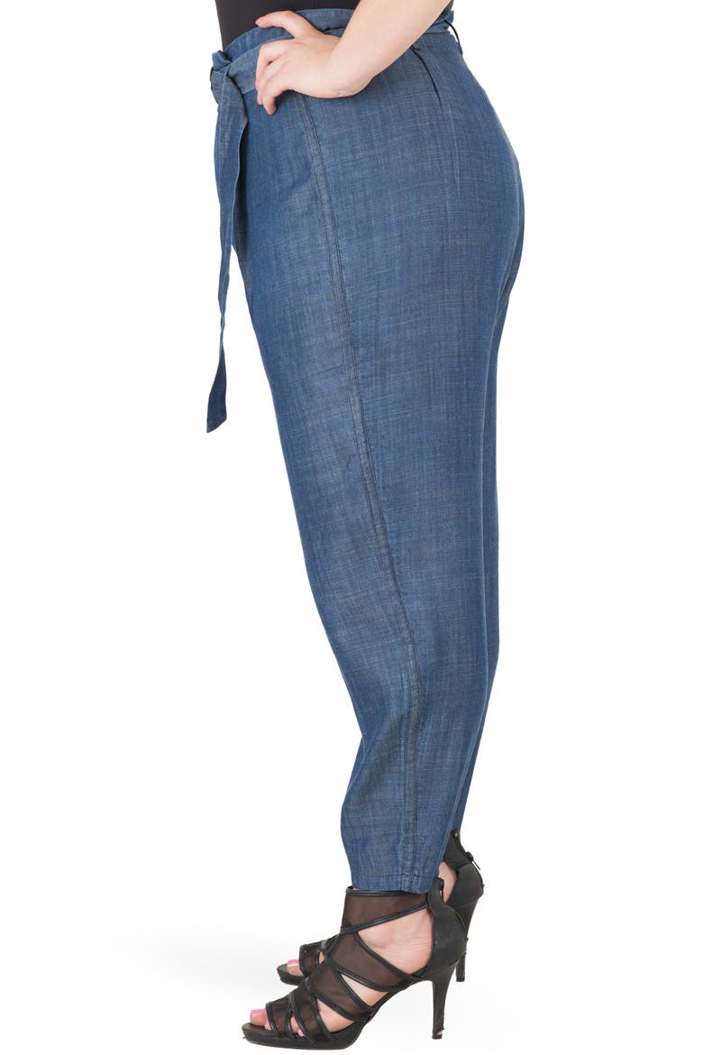 Marina Belted Paperbag Waist Pants, Alternate, color, BLUE