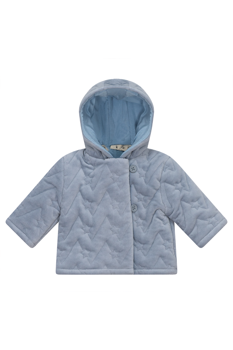 Boy Front Button Quilted Velour Jacket, Main, color, Blue