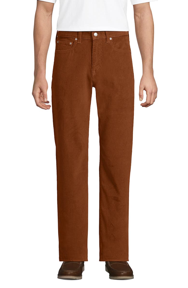 Lands
 End Corduroy Comfort Waist Classic Fit 5 Pocket Pant, Main, color, Rich Ginger Brown