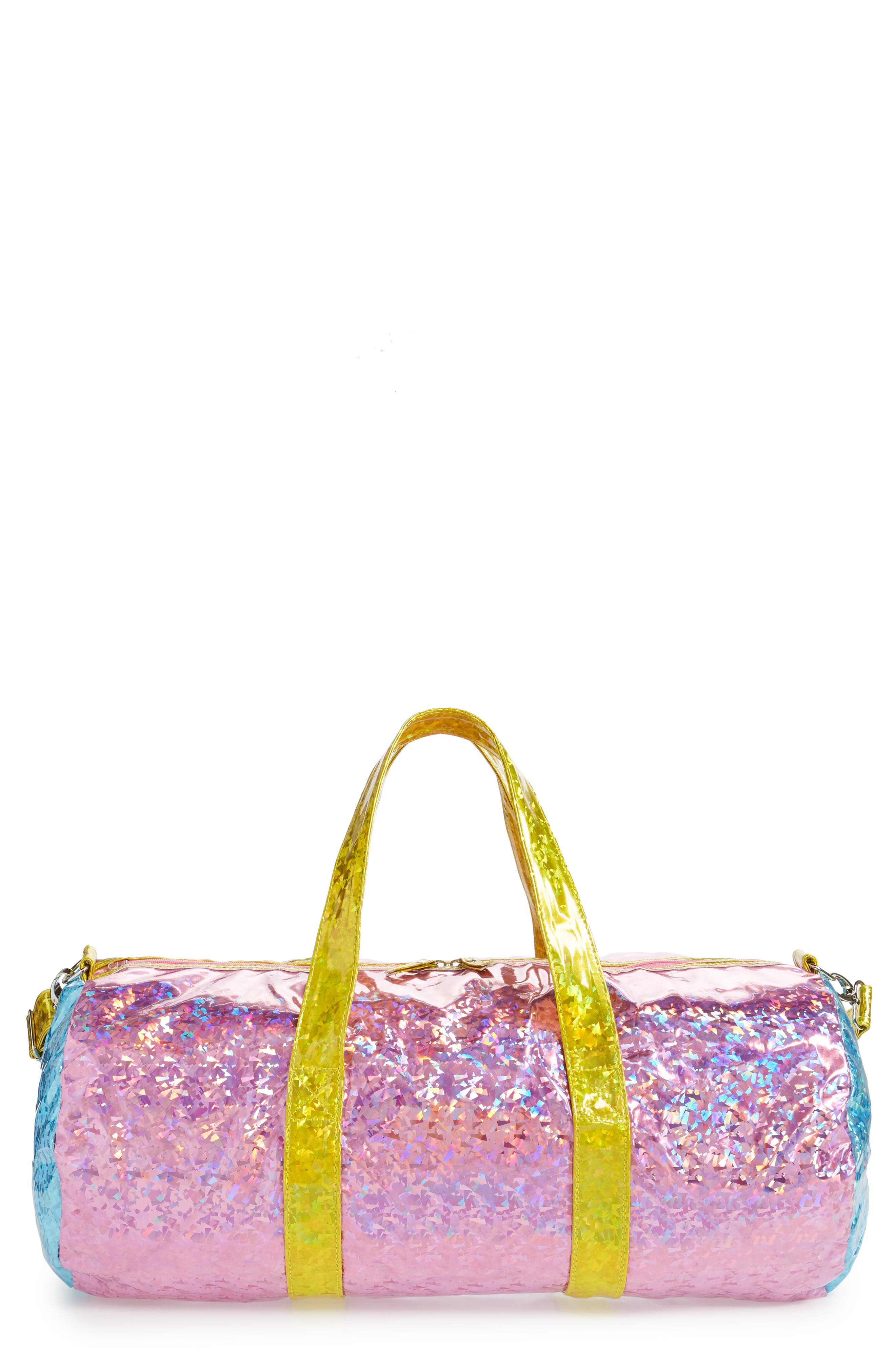 Manière Large Holographic Vinyl Duffle Bag, Main, color, 