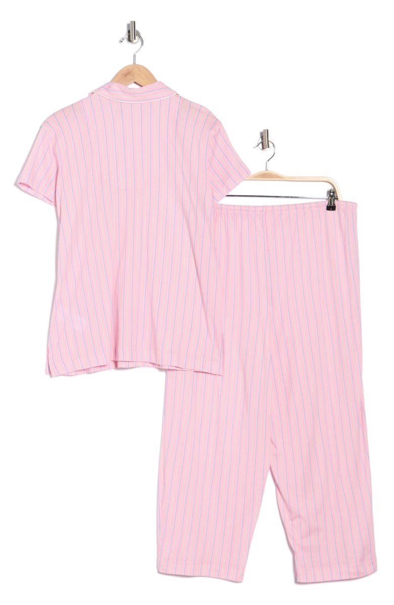 Lauren Ralph Lauren Print Cotton Blend Capri Pajamas, Alternate, color, Pink Stripe