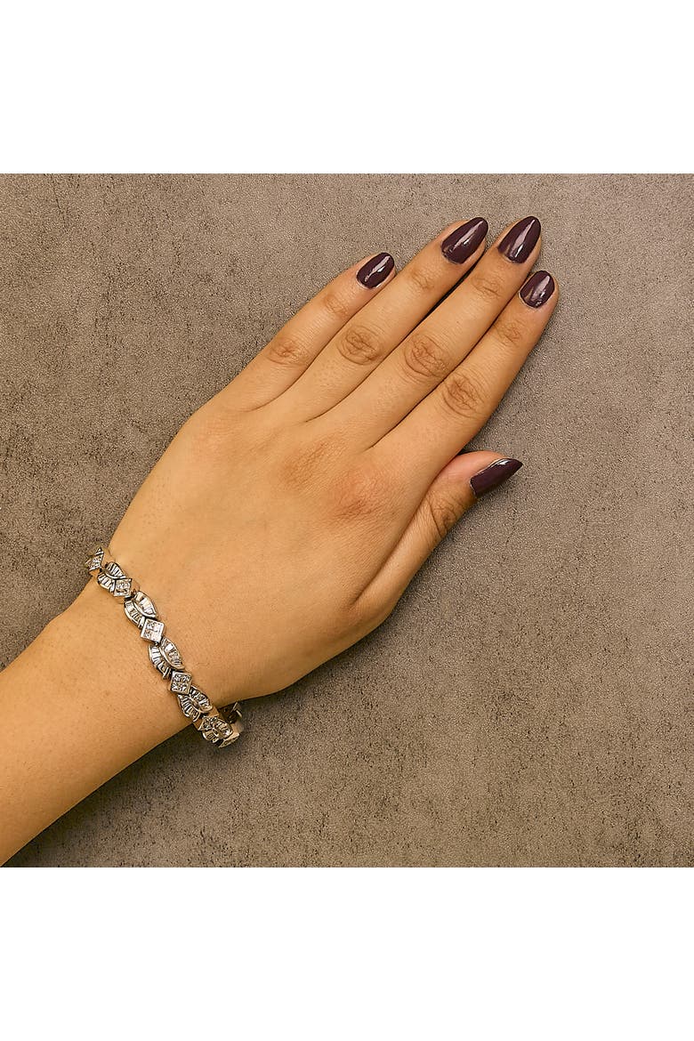 14K White Gold 8 5/8ct Cttw Princess and Baguette Diamond Geometric Twist Link Bracelet, Alternate, color, White Gold