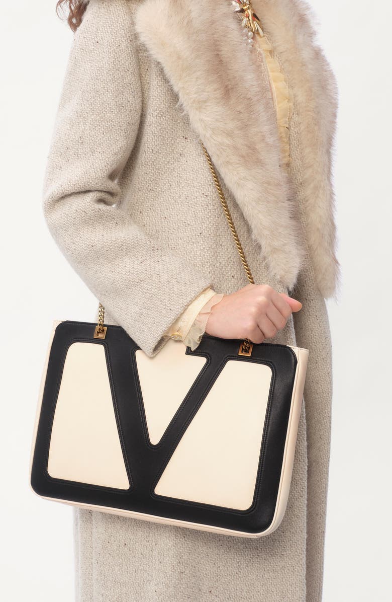 Valentino Garavani Medium Viva Superstar Leather Shopper, Alternate, color, White Multi