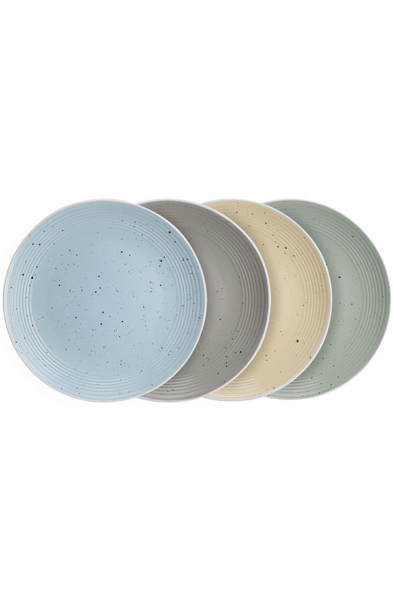 Elama Emilia 16 Piece Assorted Double Bowl Stoneware Dinnerware Set, Alternate, color, White