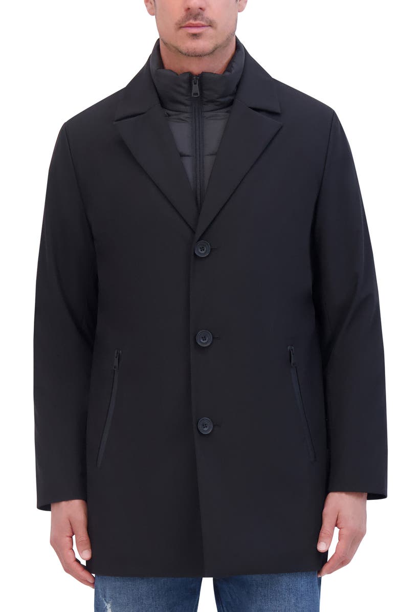 Kenneth Cole New York Water Resistant Jacket with Quilted Bib, Main, color, Black