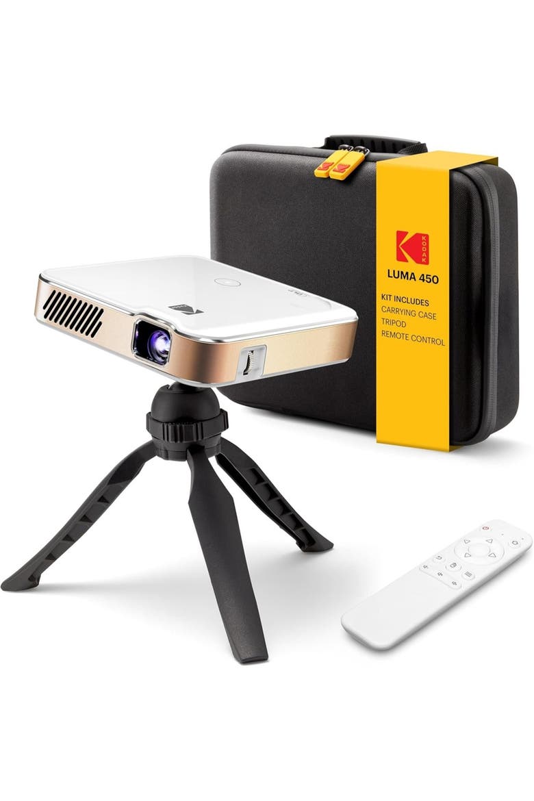 Luma 450 Smart Projector, Full HD Portable Pico Projector with Tripod, Remote & Carrying Case, Main, color, White