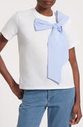 Isaac Mizrahi New York Striped Bow Stretch Cotton T-Shirt