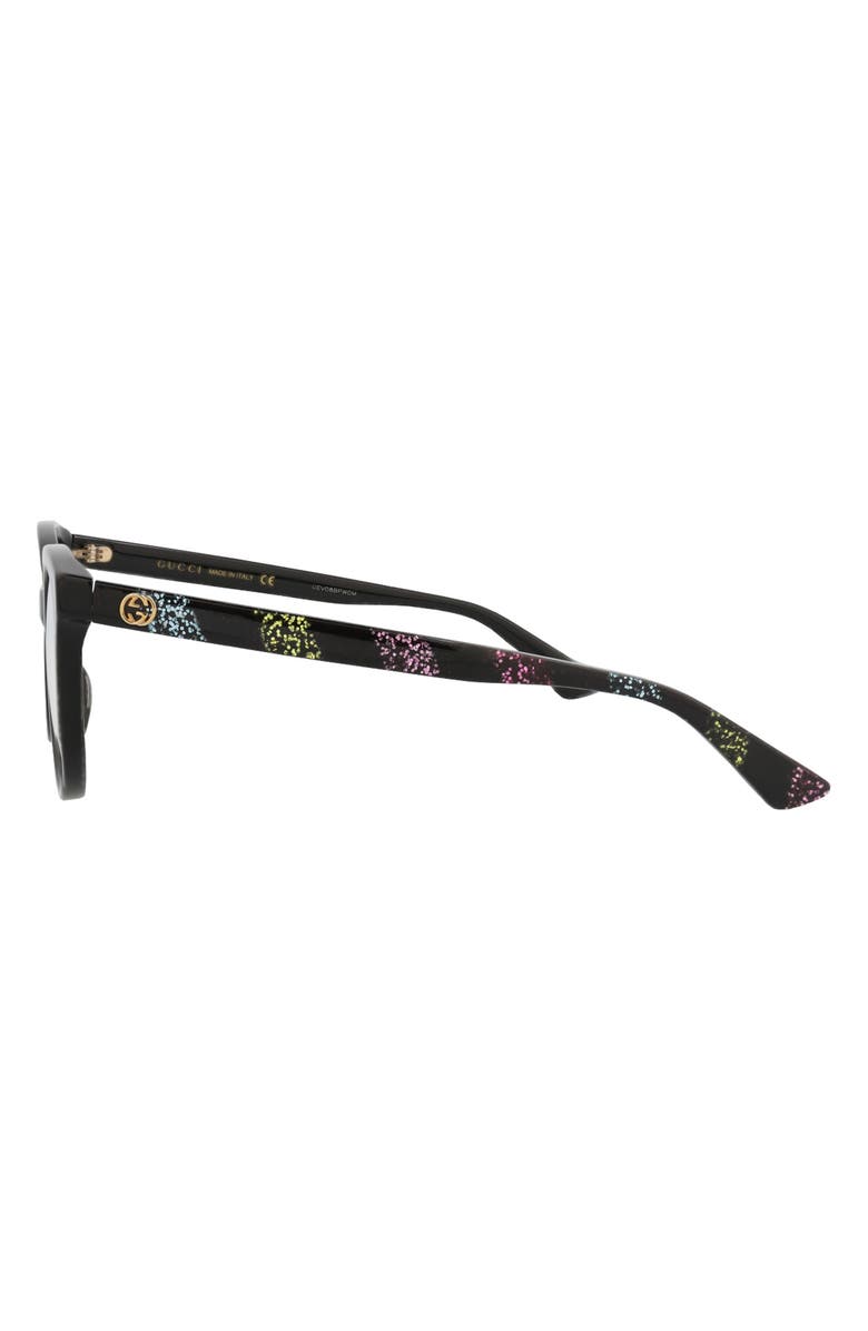 Gucci 53mm Round Optical Glasses, Alternate, color, Black Multicolor Transparent