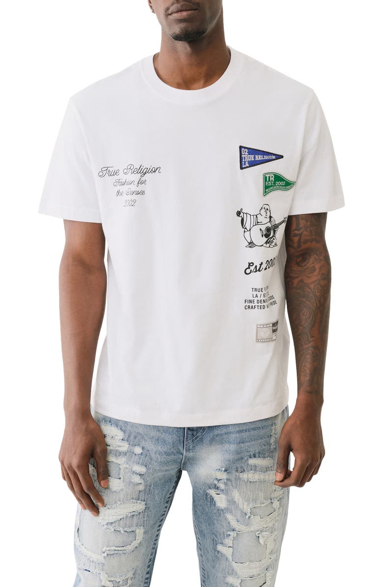 True Religion Uni Graphic T-Shirt, Main, color, Optic White