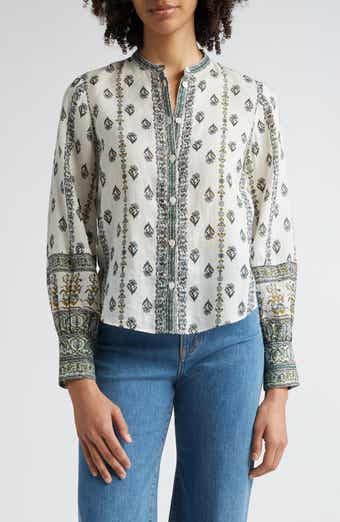 Veronica Beard Thorp Mixed Floral Ramie Button-Up Shirt
