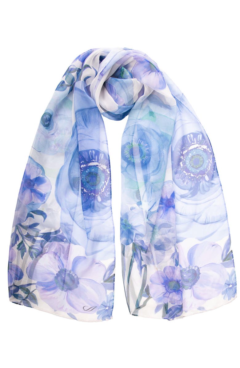 Elizabetta Campo de' Fiori - Long Sheer Silk Scarf for Women, Main, color, Blue