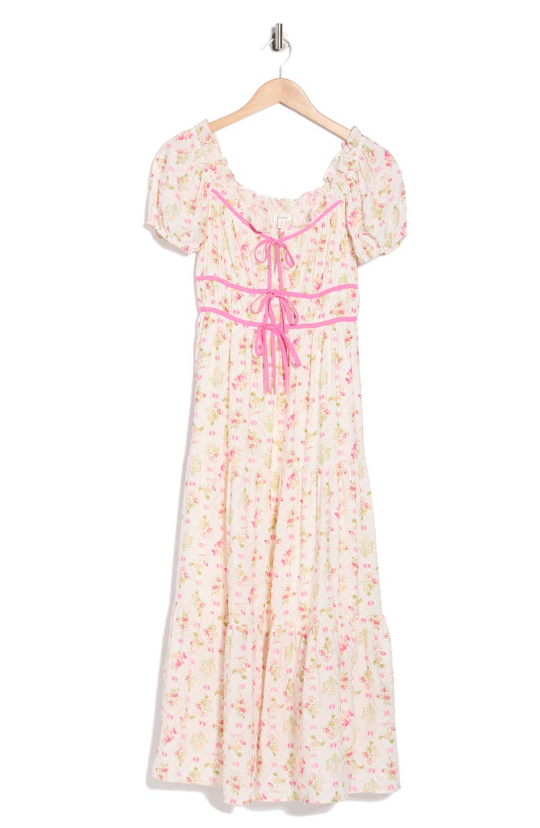 Blu Pepper Floral Tie Contrast Tie Midi Dress, Alternate, color, Pink Multi