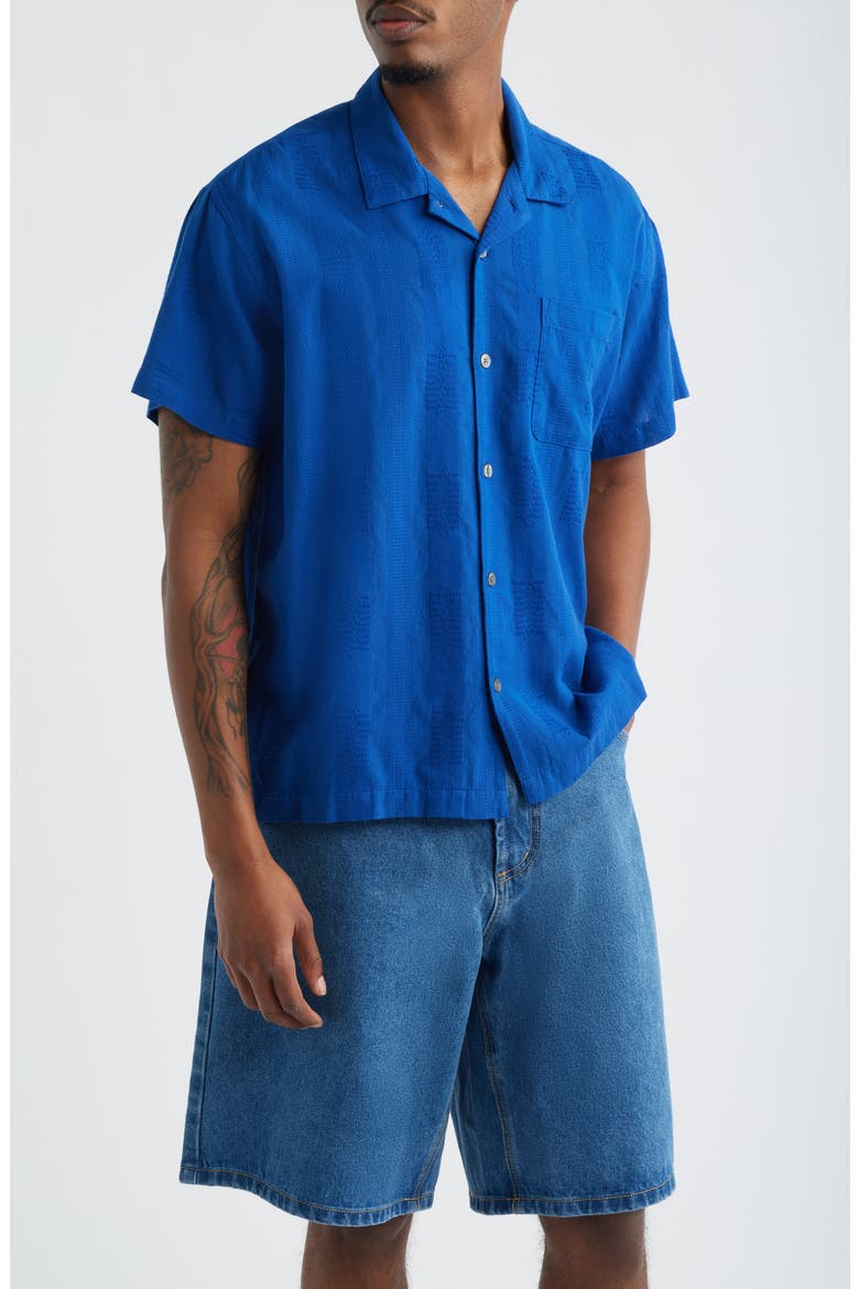Samuel Texture Stripe Camp Shirt, Main, color, DAZZLING BLUE MULTI