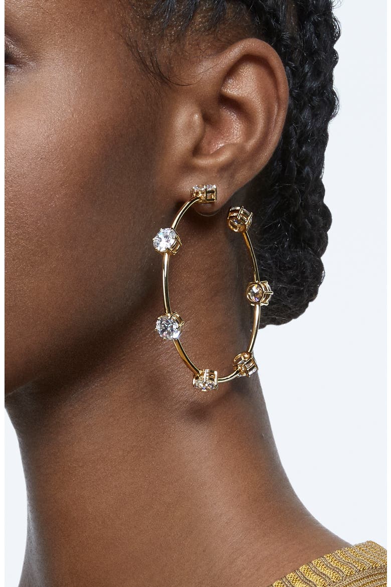Constella Crystal Hoop Earrings, Alternate, color, GOLD/ WHITE