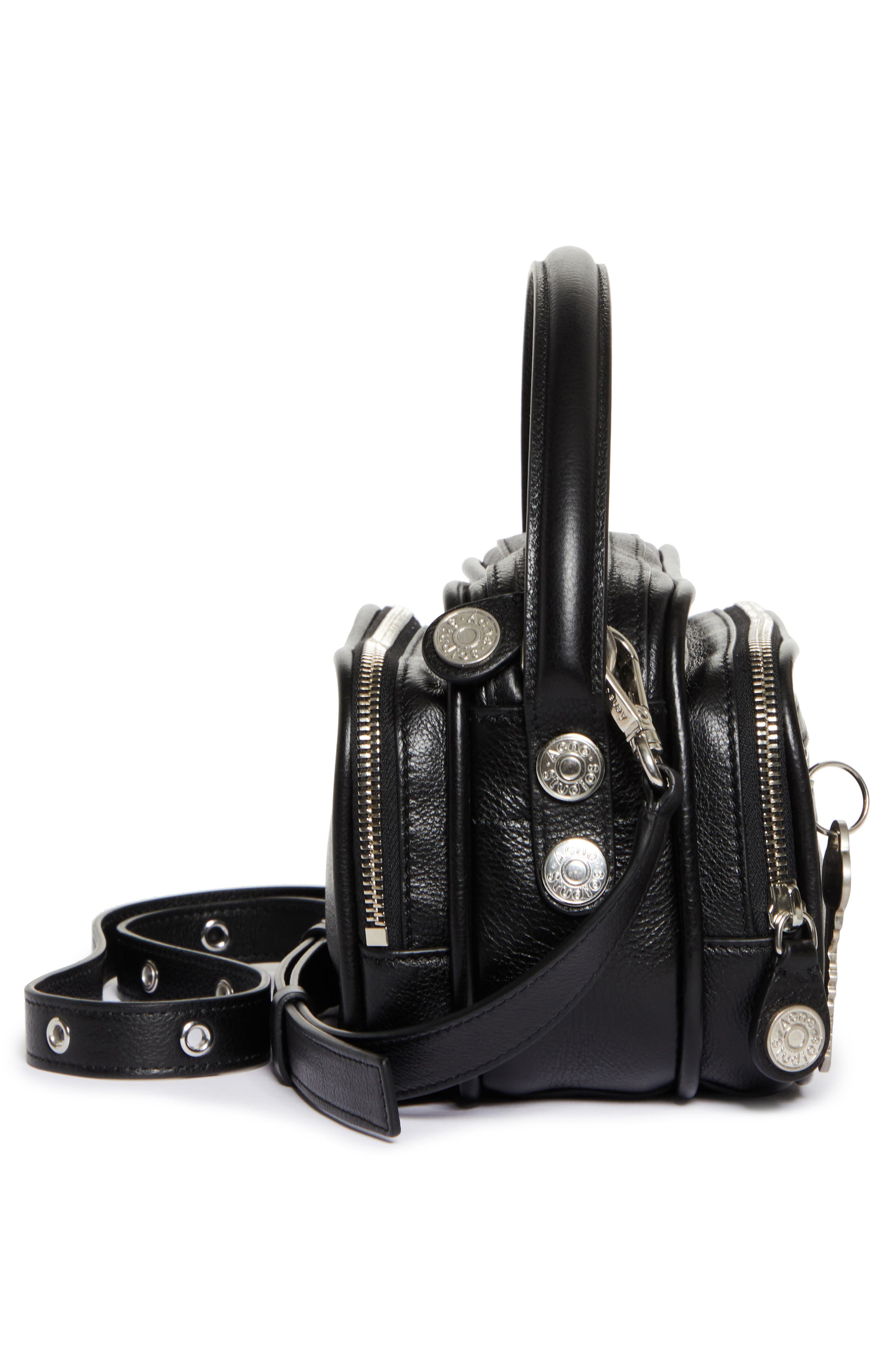 Acne Studios Camero Kit Leather Handbag, Alternate, color, Black
