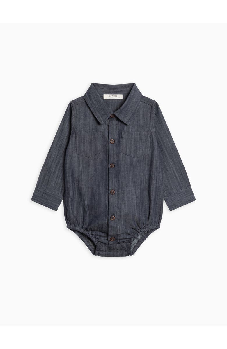 Kendi Flint Chambray Collared Bodysuit, Alternate, color, Chambray