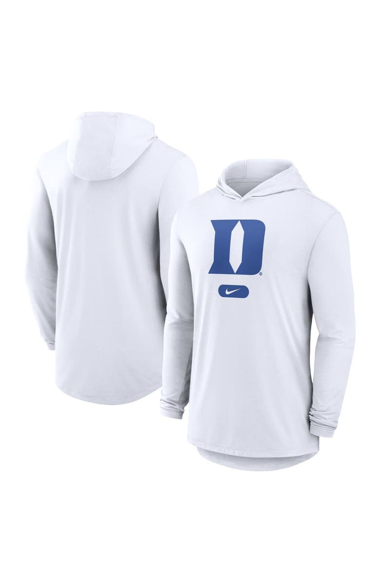 Nike Men's Nike White Duke Blue Devils Lightweight Performance Long Sleeve Hoodie T-Shirt, Main, color, 