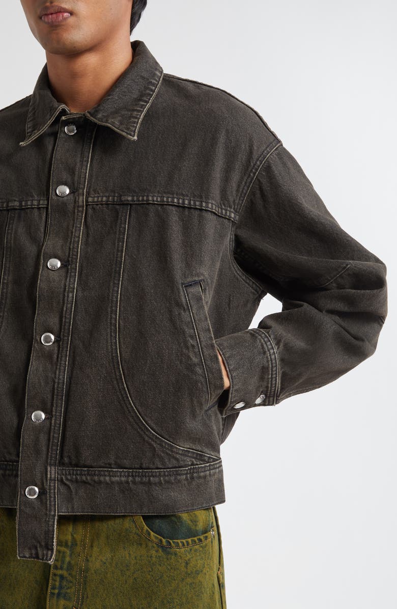 Eckhaus Latta EL Redux Painted Denim Jacket, Alternate, color, Stone