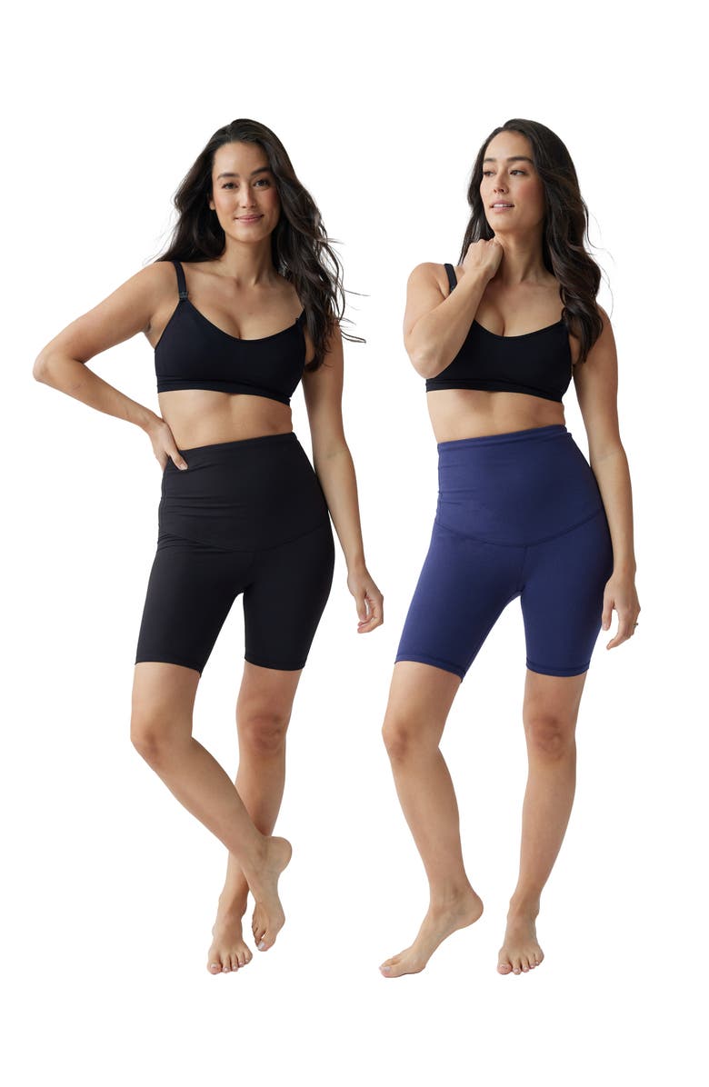 Ingrid & Isabel<sup>®</sup> Assorted Set of 2 Postpartum Compression Bike Shorts, Alternate, color,
