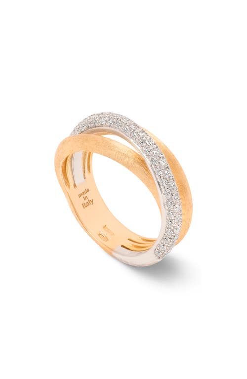 Marco Bicego 18k Yellow & White Gold Jaipur Link Alta Diamond Three Strand Ring In Yellow Gold/diamond