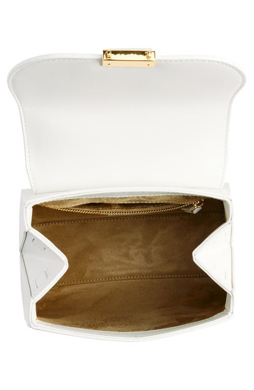 Shop Veronica Beard Avenue Leather Bamboo Top Handle Bag In Off White