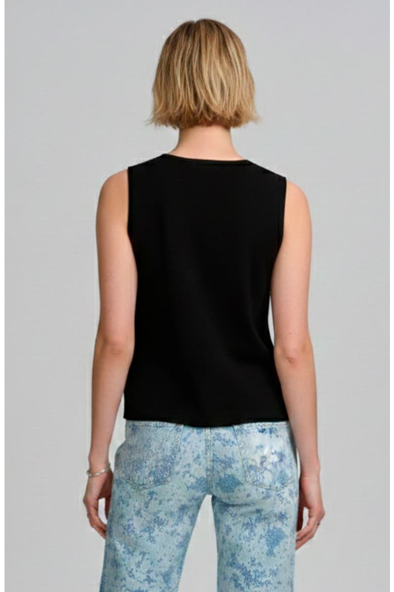 Floral Applique Shell, Alternate, color, BLACK