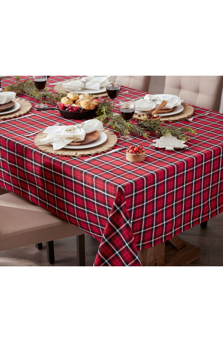 Design Imports Glad Tidings Plaid Cotton Round Tablecloth, Alternate, color, Glad Tidings Plaid