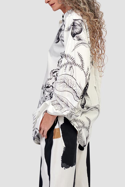 ALEMBIKA ALEMBIKA BOTANICA PRINT MIXED MEDIA BUTTON-UP SHIRT 
